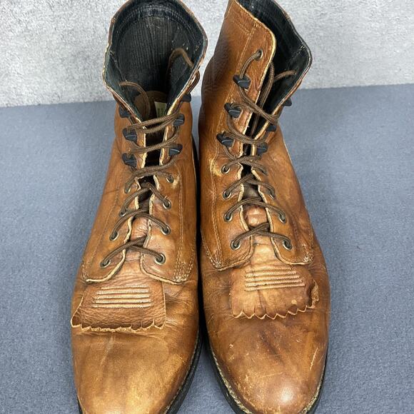 Ariat Boots Womens Size 8.5 Brown Leather Ankle Paddock Riding Lace Up Kiltie - Picture 3 of 11